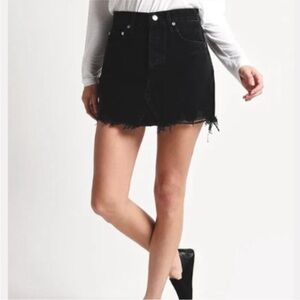 AGOLDE Quinn High Rise Black Denim Mini Skirt